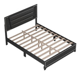 Queen Size PU Upholstered Bed, Headboard with LED Light Strips and Sparkling Shiny Decoration, No WF531199AAB