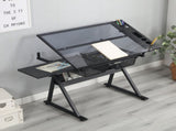 black adjustable tempered glass drafting printing table with chair 43921214