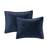 3 Piece Velvet Quilt Set Navy King/Cal King B03597472