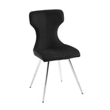 ZUN Ultra Modern Dining Furniture Set of 2 Side Chairs Black Velvet Upholstery Chrome Finish Metal Legs B011P285774