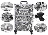 3 in 1 Aluminum Cosmetic Makeup Case Tattoo Box White Zebra Print 25171058