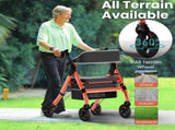 Foldable Rollator Walkers with Seat for Seniors, 450 lb Capacity, 8" Wheels, 18" Big Seat, W3952P384274