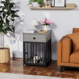 ZUN Dog Crate Furniture, Dog House, Decorative Dog Kennel with Drawer, Indoor Pet Crate End Table for 01087818