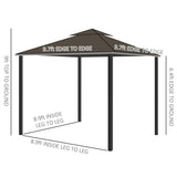 ZUN 10' x 10' Patio Gazebo, Aluminum Frame Double Roof Outdoor Gazebo Canopy Shelter with Netting & W2225142550