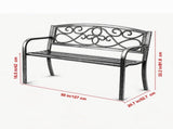 50" Metal Outdoor Bench with Backrest & Armrests, 550 lbs Load Capacity, for Garden, Patio & Front 69618709