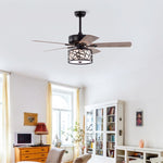 ZUN 52'' Low Profile Ceiling Fan with Lights,Blade Dark Wood Ceiling fan W1592P154458