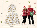 6FT Pre-lit Aspen Fir Artificial Christmas Tree, Hinged Xmas Tree with 600 Warm White LED Lights & N704P526146A