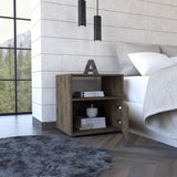 ZUN Galanto Nightstand , End Table, Side Table One Open Shelf, One Cabinet -Dark Brown / Black B20091909