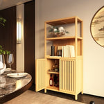 ZUN Bamboo Storage Cabinet, Freestanding Bathroom Cabinet with 2 Doors, Floor Cabinet Organizer for 84381705