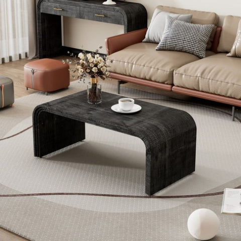 ZUN TREXM Minimalist Coffee Table with Curved Art Deco Design for Living Room or Dining Room WF317095AAB