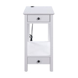 White Storage Accent Table with USB B062P189162