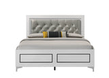 Grey and White Queen Bed with LED Light Padded Headboard B062P215387