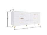 High Glossy Surface 6 Drawers Chest of Drawer with Golden Handle and Golden Steel Legs White Color W2139134915