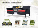 Outdoor Patio Loveseat Black Wicker 2-Seat Patio Conversation Set with Cushions & 80435719