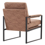 Single Iron Frame Chair Light Brown Technology Fabric Indoor Leisure Chair 43319375