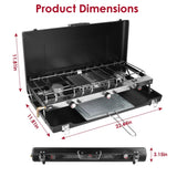 3-Burner Propane Camping Stove 20000 BTUs, Portable Camp Stove with 3 Adjustable Burners and 07649415