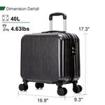 ZUN 18'' Underseat Luggage for Airlines Hardside Lightweight Carry On Suitcase with Spinner Wheels 40663188