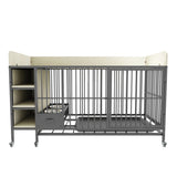 Large pet cage with storage rack, drawers with stainless steel food and water basin, made of iron W3064P245384