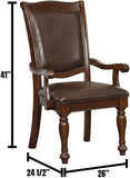 Glorious Classic Traditional Dining Cherry Solid wood Leatherette Cushion Seat Set of 2pc Arm B011115495