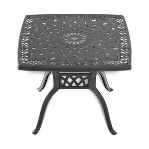 ZUN L32.28/35.43*W32.28/35.43-inch Cast Aluminum Patio Dining Table with Black Frame and Umbrella Hole W1710P166018