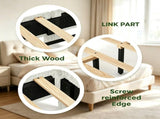 Queen Size Upholstered Platform Bed Frame with 46" Tufted Boucle Headboard, Solid Wood Slat Support, 23565335