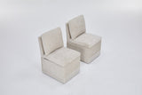 Linen Upholstered Armless Dining Chair with Casters and Storage space-set of 2,BEIGE W2069P288877