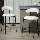 26'' Counter height bar stools Teddy fabric cover kitchen island counter bar stool with black powder W2215P196282