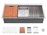Stainless Steel 30 in 2-Hole Single Bowl Drop-In Workstation Kitchen Sink with Bottom Grid and JYSCS3022BN