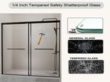 60 W x 72 H Sliding Shower Door, Semi-Frameless Double Sliding Glass Shower Door with 1/4 W3887P395469