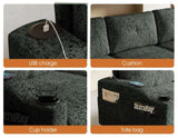 Convertible Combination Sofa Sofa L-Shaped Sofa with Footstools with Storage, Green Sofa for Living W2012P318978