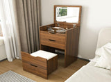 3-in-1 Vanity Desk with Lighted Mirror & Stool, Flip Top Makeup Dressing Table, Compact Storage for W2699P478802