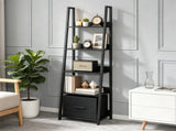5-Tier Ladder Shelf with Fabric Drawer, Narrow Industrial Bookshelf with Anti-Tip Device & Back 51934910