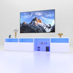 ZUN TV Console with Storage Cabinets, 82.6 Inch Long LED TV Stand with Full RGB Color Selection, 31 W1701P194965