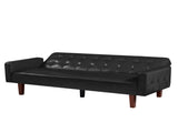 Black Convertible Double Folding Room Sofa Bed, PU Leather, Tufted Buttons, Suitable for 97825531