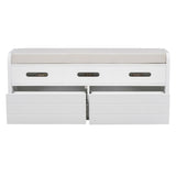 ZUN TREXM Rustic Storage Bench with 2 Drawers, Hidden Storage Space, and 3 False Drawers at the Top, WF323695AAK