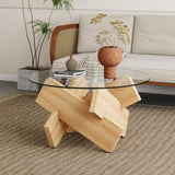 ZUN Circular glass coffee table, 33.4-inch modern and distinctive design tea table. Tempered glass W1151P146792