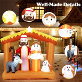 6ft Inflatable Nativity Scene - 6 Built-in LED Lights Weather-Resistant Polyester Xmas Outdoor Decor 92207829