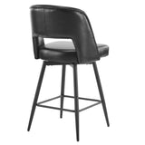 2 Pcs Black PU Swivel Bar Stools with Open Backrest & Metal Legs 03553805