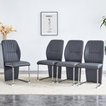 ZUN A set of 4 dining chairs, gray dining chair set, PU material patterned high backrest seats and W1151P154024