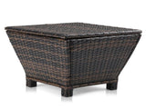 Outdoor PE Wicker Side Table with Storage, Small Patio Storage Bin Container for Hose Cushion Towel, 06931432