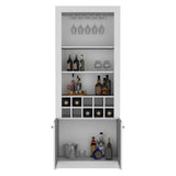 ZUN Nero 74-Inch Tall Bar Cabinet 4-Tier Modern Bar Cabinet with Glass Holder Stemware Rack, Wine B200P188834