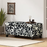 Luxury Storage Ottoman with Floral Patterned Fabric, Soft-Close Hinges, Multi-Functional Footrest & N767P257582W