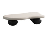 40 Inch Cloud Shaped Coffee Table with 3 Ball Legs for Living Room, White Top Black Legs 31213575