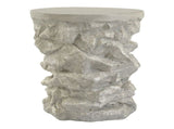 Grey Round Faux Stacked Stone MGO Side Table, Pre-Assembled Non-KD Accent End Table, 80 LBS Weight N770P473008G
