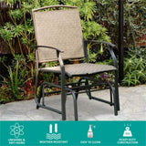 Brown Patio Swing Single Glider Chair Rocking Seating Steel Frame Garden 50094365