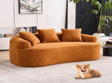 LY-025S Curved Loveseat Orange Full Compression Sponge Sofa, 30D Chenille No-Assembly Compact Sofa W2231P261292