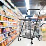 Bigger Super Jumbo Shopping Cart,Grocery Cart on Wheels, Foldable Utility Shopping Carts with Double W1961P290529