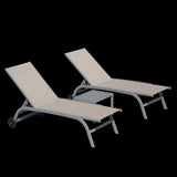 Chaise Lounge Outdoor Set of 3, Lounge Chairs for Outside with Wheels, Outdoor Lounge Chairs with 5 W1859109858