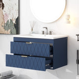 ZUN 30'' Wall Mounted Bathroom Vanity with Resin Sink,Floating Bathroom Storage Cabinet with 2 Drawers, 43074793