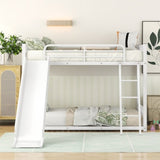 Metal Bunk Bed with Slide, Twin over Twin, White MF285671AAK